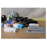 Lot of Office Supplies Including Staplers, Tape Dispensers, Clips and Staples
