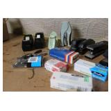 Lot of Office Supplies Including Staplers, Tape Dispensers, Clips and Staples