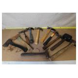 Collection of 11 Mixed Hand Tools Including Hammers and Hatchets