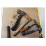 Collection of 11 Mixed Hand Tools Including Hammers and Hatchets