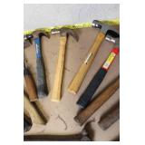 Collection of 11 Mixed Hand Tools Including Hammers and Hatchets