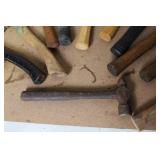 Collection of 11 Mixed Hand Tools Including Hammers and Hatchets