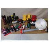 Collection of Flashlights, Emergency Lights and Clamp Lamp