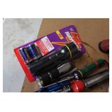 Collection of Flashlights, Emergency Lights and Clamp Lamp