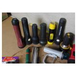Collection of Flashlights, Emergency Lights and Clamp Lamp
