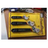 Large Set of Adjustable Crescent Wrenches and Hand Tools