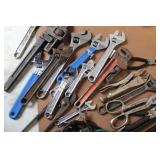 Large Set of Adjustable Crescent Wrenches and Hand Tools
