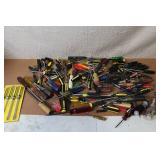 Large Assortment of Mixed Screwdrivers and New 7-Piece Set