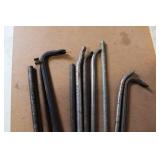 Lot of 8 Assorted Metal Crow Bars and Pry Bars