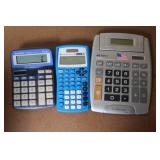Collection of 13 Assorted Calculators Including Texas Instruments, Casio, and Sharp