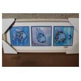 Mixed Lot: Rainbow Fish Panel Art, Shower Head, Electric Razor, Barber Tool & Combs, Desk Clock