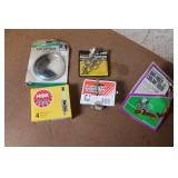 Automotive Accessory Lot with Cup Holder, Mud Flaps, Funnels, Spark Plugs, Brushes and Tools