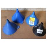 Automotive Accessory Lot with Cup Holder, Mud Flaps, Funnels, Spark Plugs, Brushes and Tools
