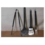 4-Piece BBQ Grill Tool Set with Black Handles