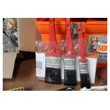 Toolbox with Safety Goggles, Face Masks, Paint Brushes, Chains, Locks, and Assorted Hardware