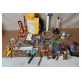 Collection of Assorted Hand Tools, Plumbing Supplies, and Hardware