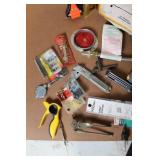 Collection of Assorted Hand Tools, Plumbing Supplies, and Hardware