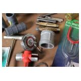 Collection of Assorted Hand Tools, Plumbing Supplies, and Hardware