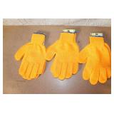 Collection of Knit Work Gloves, Fleece Gloves, Orange Beanie, and Neck Warmer