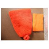 Collection of Knit Work Gloves, Fleece Gloves, Orange Beanie, and Neck Warmer