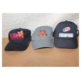 Set of 3 Sports and University Branded Adjustable Baseball Caps
