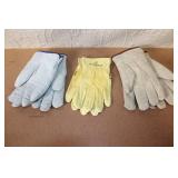 Set of 3 Pairs Leather Work Gloves Assorted Styles