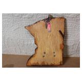 Minnesota Shaped Wood Plaque with Deer Antler Display