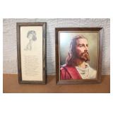 Set of 2 Framed Artworks: Jesus Portrait by Peter Keilanchi and Vintage Poem Print