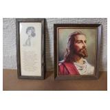 Set of 2 Framed Artworks: Jesus Portrait by Peter Keilanchi and Vintage Poem Print
