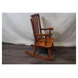 Wooden Spindle-Back Rocking Chair with Armrests