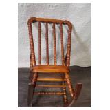 Wooden Spindle-Back Rocking Chair with Armrests