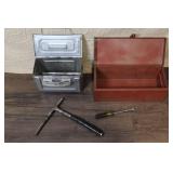 Metal Tool Box and Military Ammo Box with Tools