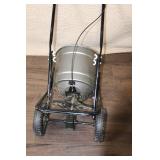 Walk-Behind Broadcast Fertilizer Spreader with Metal Hopper