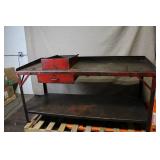 Heavy-Duty Industrial Metal Workbench with Drawer and Upper Tray