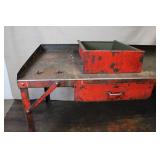 Heavy-Duty Industrial Metal Workbench with Drawer and Upper Tray