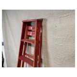 Yard Cart, Red Step Ladder, and Pair of Wood Sawhorses