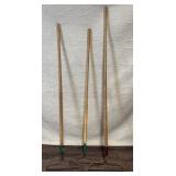 Set of 3 Metal Garden Rakes with Wooden Handles