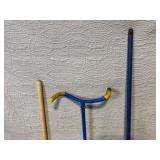 Lot of 3 Garden Tools and 2 Wooden Bar Stools