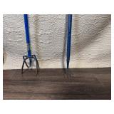 Lot of 3 Garden Tools and 2 Wooden Bar Stools