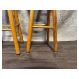Pair of Wooden Bar Stools with Natural Finish