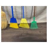 Set of 4 Cleaning Tools with Brooms and Small Garden Rake