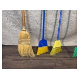 Set of 4 Cleaning Tools with Brooms and Small Garden Rake