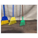 Set of 4 Cleaning Tools with Brooms and Small Garden Rake