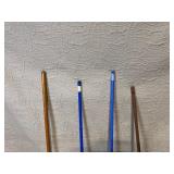 Set of 4 Cleaning Tools with Brooms and Small Garden Rake