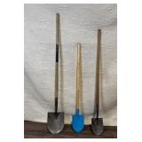 Set of 3 Garden Shovels with Wooden Handles