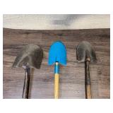 Set of 3 Garden Shovels with Wooden Handles
