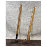 Pair of Used Sledge Hammers with Wooden Handles