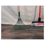 Lot of 3 Leaf Rakes with Metal and Plastic Heads