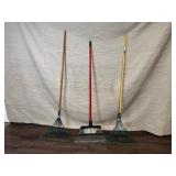 Lot of 3 Leaf Rakes with Metal and Plastic Heads