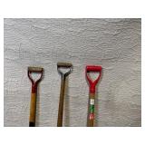 Set of 3 Square Point Shovels and 3 Round Point Shovels with Wooden Handles